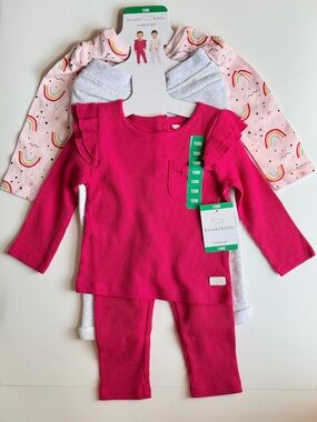 NWT Koala Kids 18M Girl Baby 4 Piece Set Rainbow Pink Sweaters Leggings Joggers